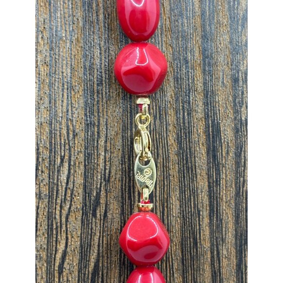 Vintage Trifari Red Beaded Necklace 24" Classic 1980s - Picture 5 of 7
